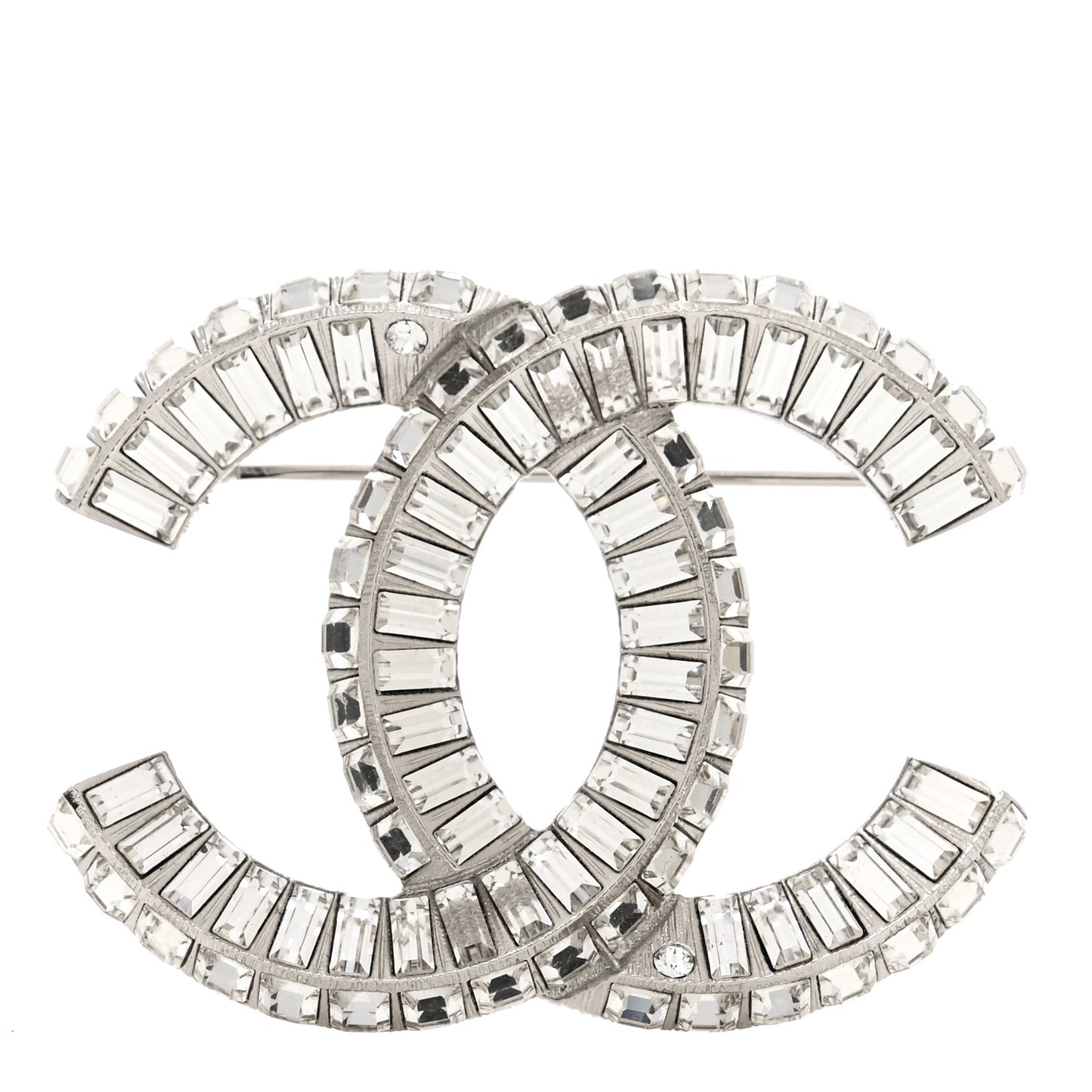 Baguette Crystal CC Brooch Silver