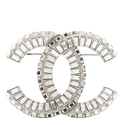 Chanel Baguette Crystal CC Brooch Silver 1 of 4