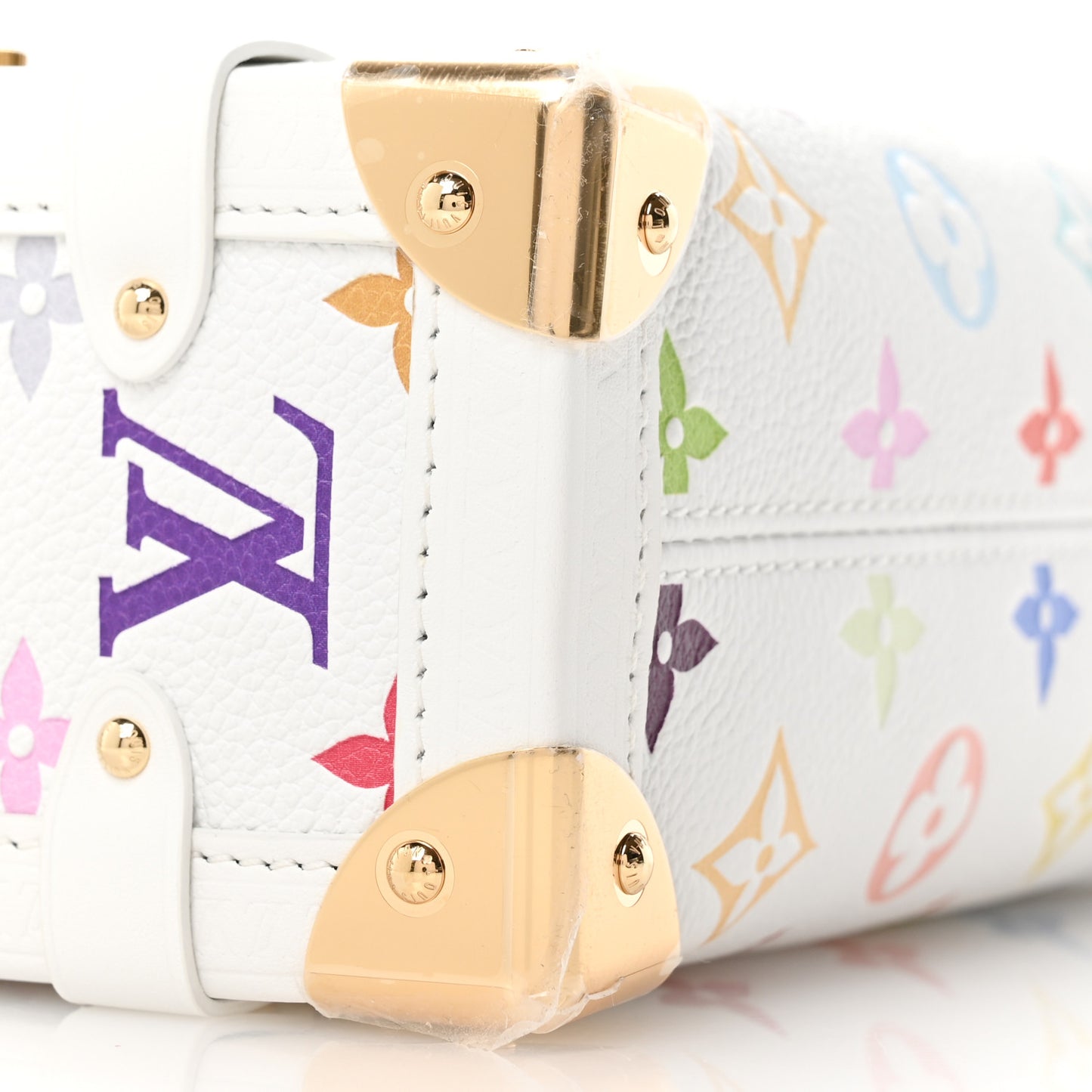 LV x TM Cowhide Monogram Multicolor Side Trunk MM White