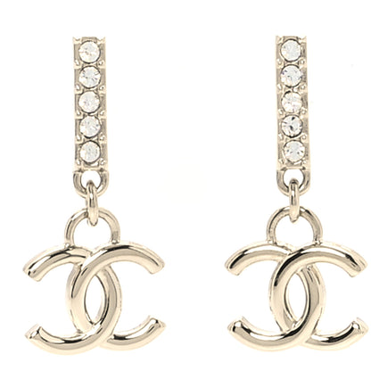 Chanel Crystal CC Drop Earrings Gold 1 of 5