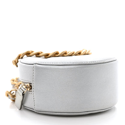 Chanel Metallic Lambskin Quilted Chanel 19 Round Clutch With Chain Silver 4 of 10