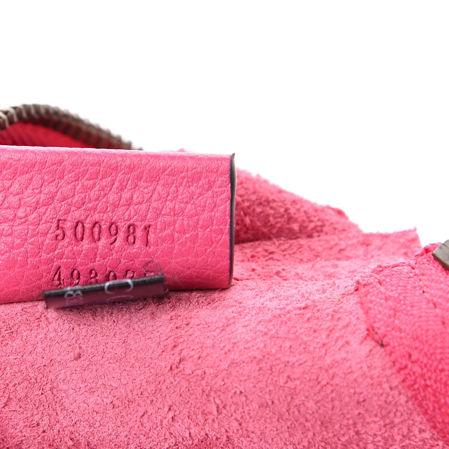 Gucci Pebbled Calfskin Medium Logo Portfolio Clutch Box Pink Green 6 of 6