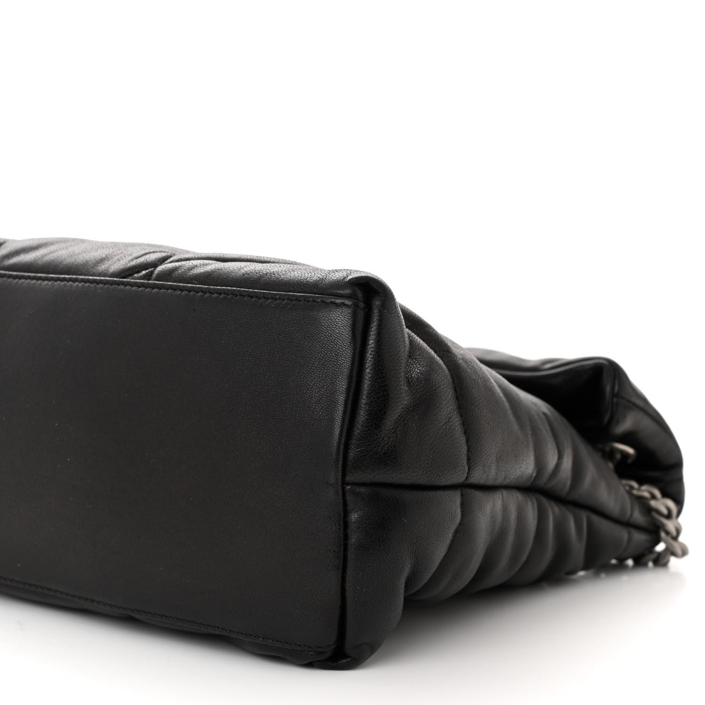 Lambskin Quilted Medium Loulou Puffer Monogram Chain Satchel Black