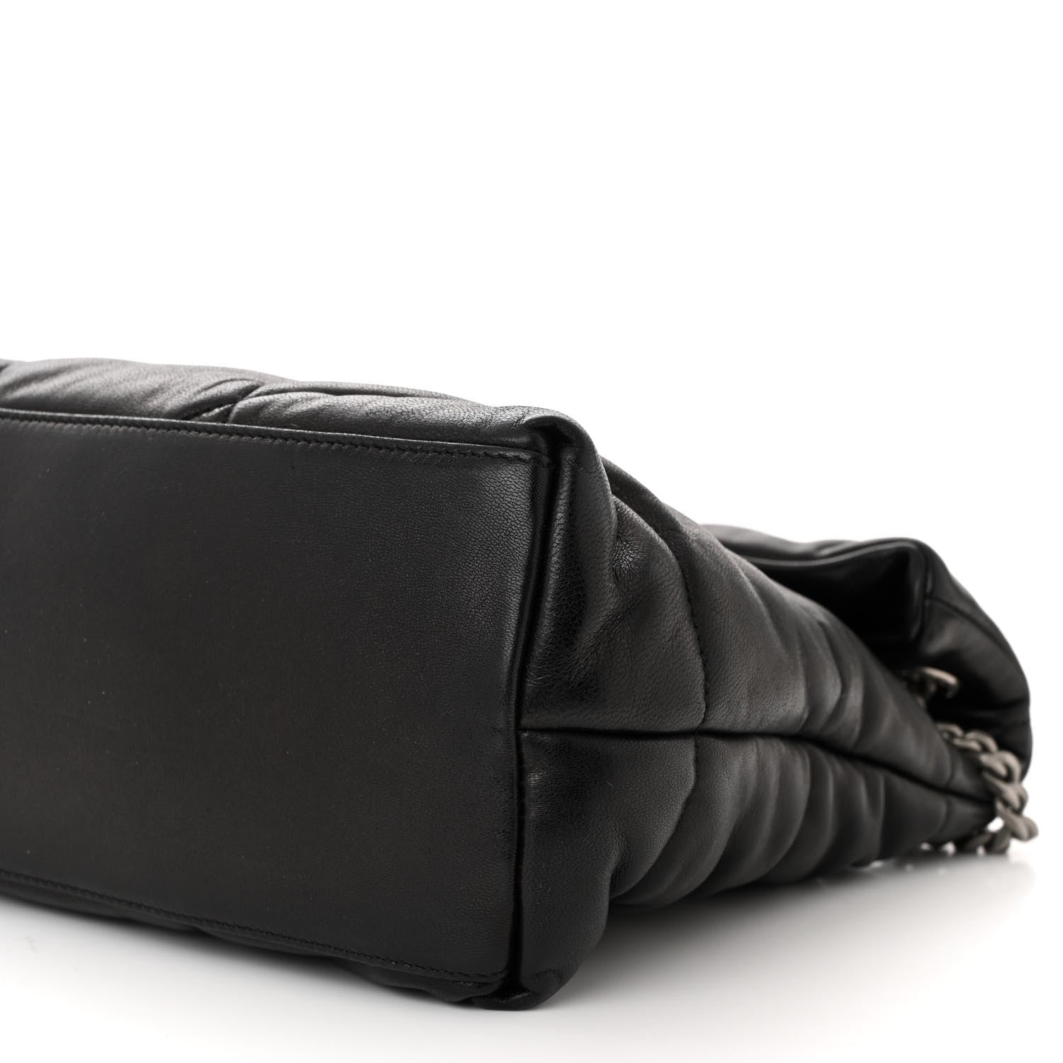 Saint Laurent Lambskin Quilted Medium Loulou Puffer Monogram Chain Satchel Black 10 of 10