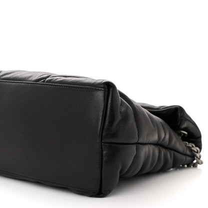 Saint Laurent Lambskin Quilted Medium Loulou Puffer Monogram Chain Satchel Black 10 of 10