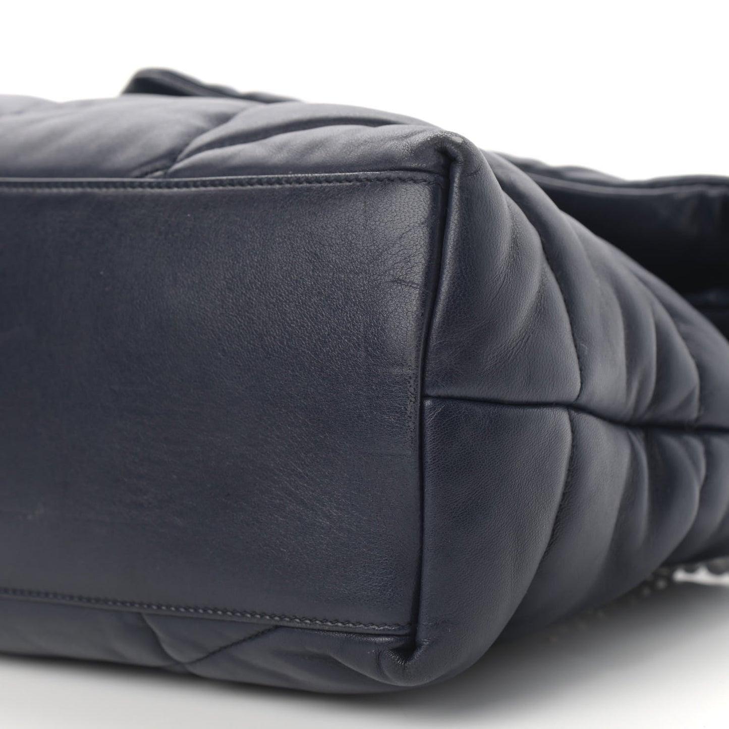 Lambskin Quilted Medium Loulou Puffer Monogram Chain Satchel Navy