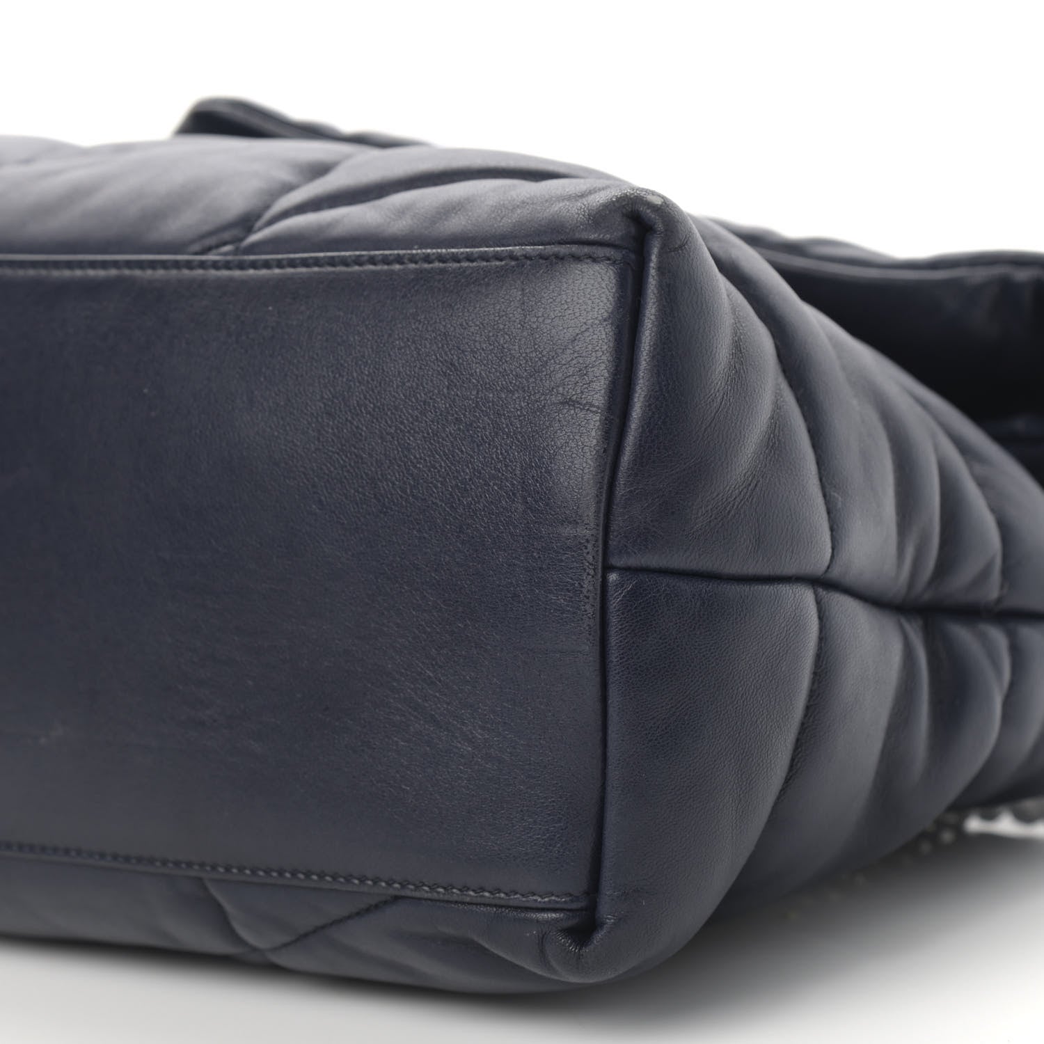 Saint Laurent Lambskin Quilted Medium Loulou Puffer Monogram Chain Satchel Navy 11 of 12