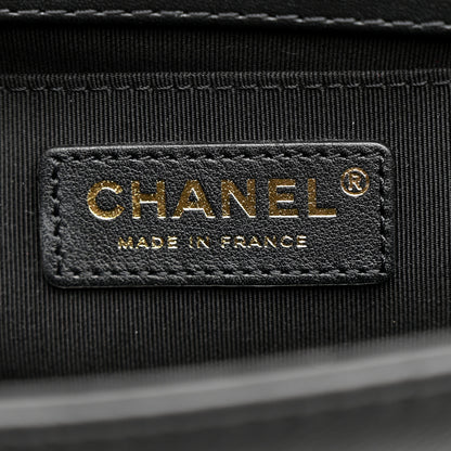 Chanel Lambskin Quilted Medium Chain Around Boy Flap Black Black 5 of 15