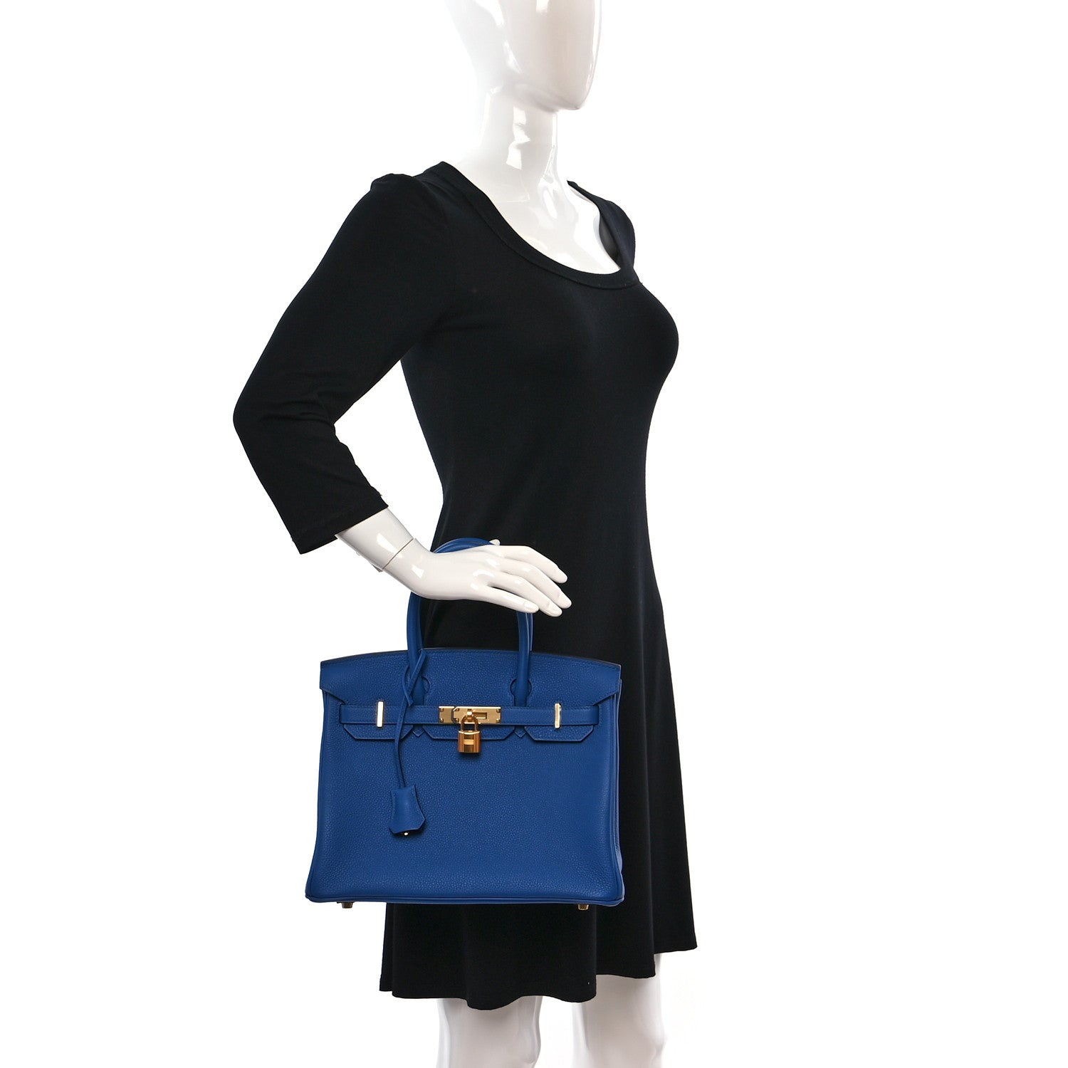 Hermes Taurillon Clemence Birkin 30 Bleu France 2 of 9