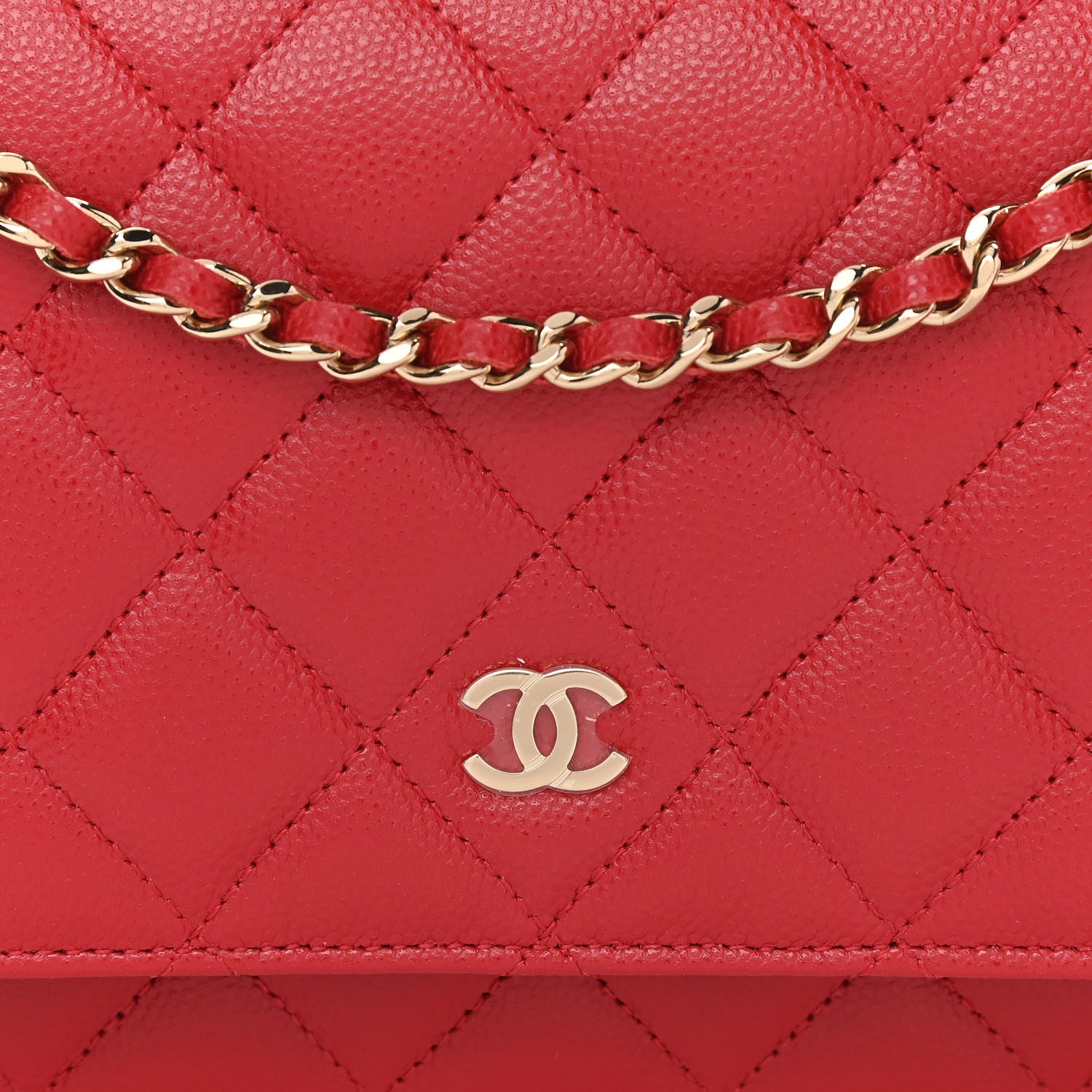 Chanel Caviar Quilted Wallet On Chain WOC Red 9 of 11