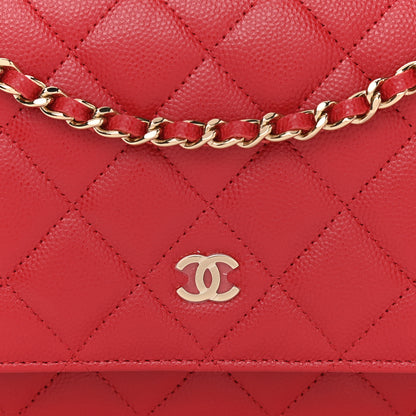 Chanel Caviar Quilted Wallet On Chain WOC Red 9 of 11
