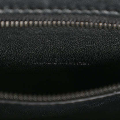 Balenciaga Shiny Calfskin Monochrome Crocodile Embossed Small Hourglass Top Handle Bag Black 7 of 11