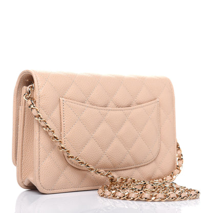 Chanel Caviar Quilted Wallet On Chain WOC Beige 3 of 15