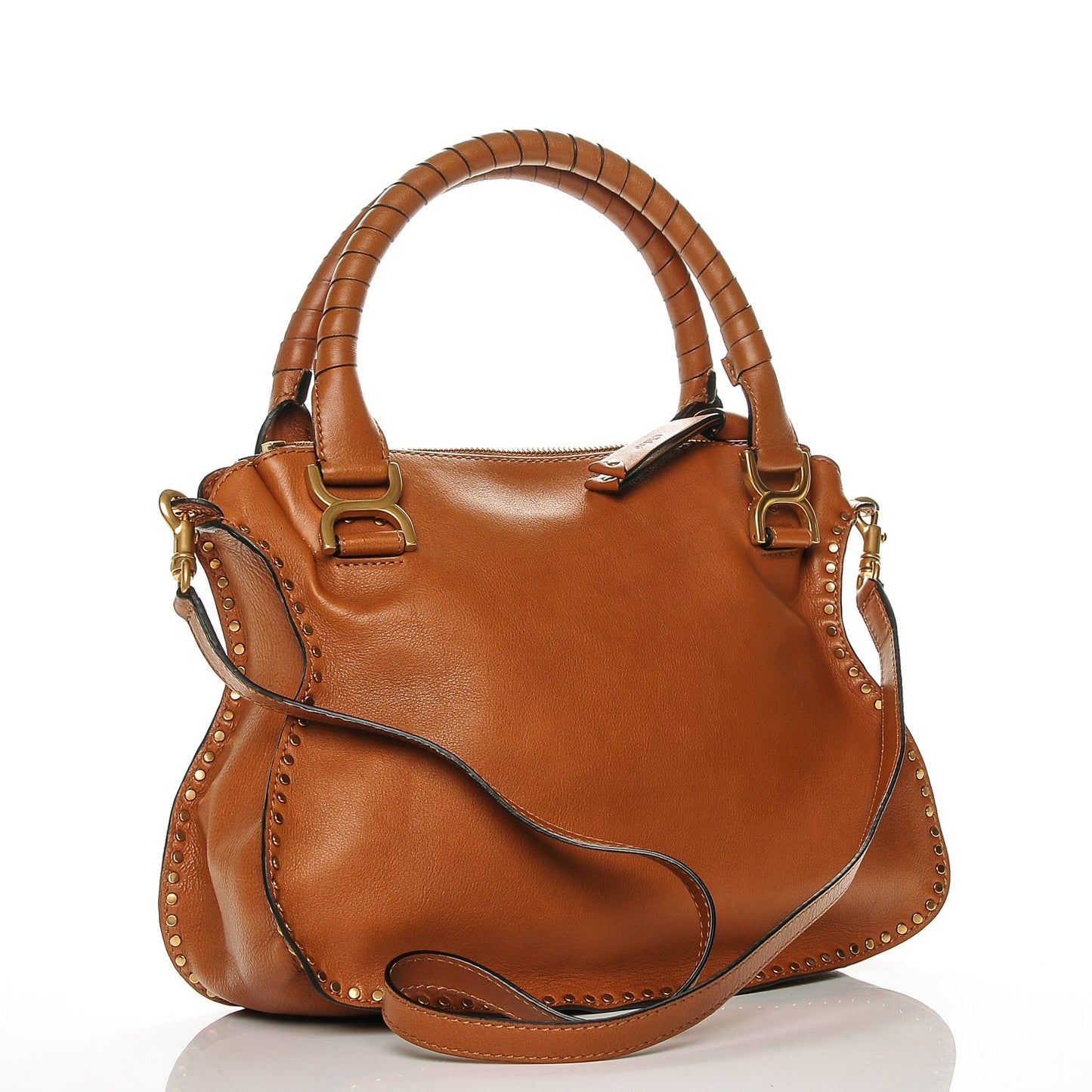 Calfskin Braided Medium Marcie Satchel Caramel