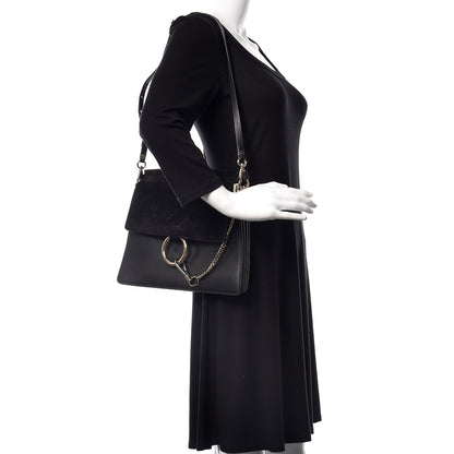 Chloe Suede Calfskin Medium Faye Shoulder Bag Black 2 of 18