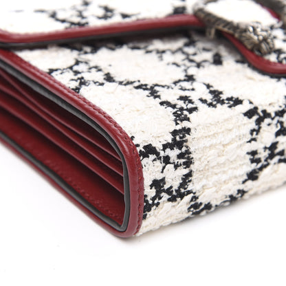 Gucci Tweed GG Monogram Mini Dionysus Chain Wallet White Black Romantic Cherry 8 of 10