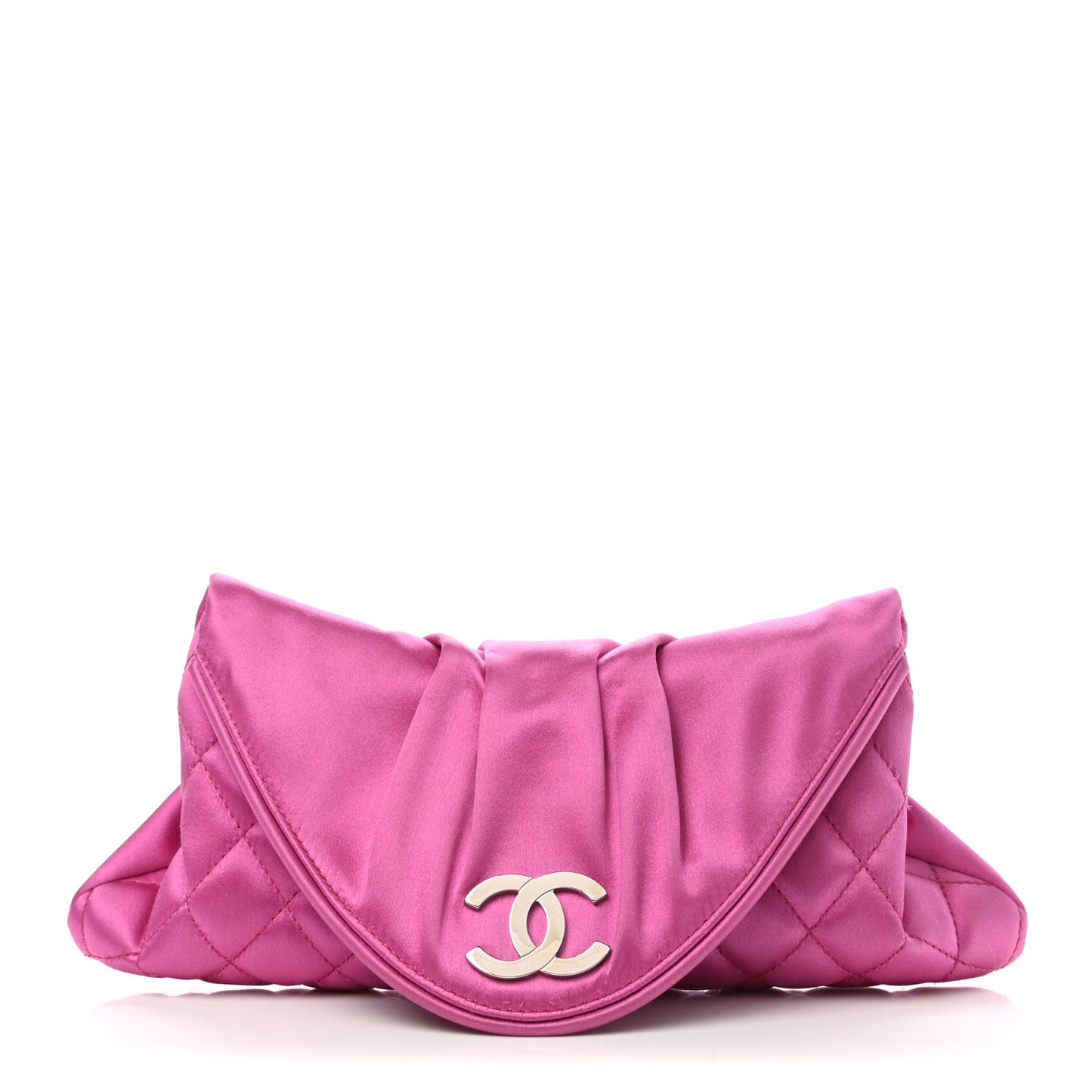 Satin Quilted Flap Clutch Fuchsia