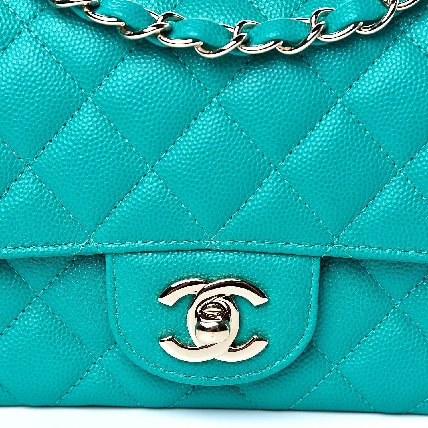 Chanel Caviar Quilted Mini Rectangular Flap Turquoise 8 of 10