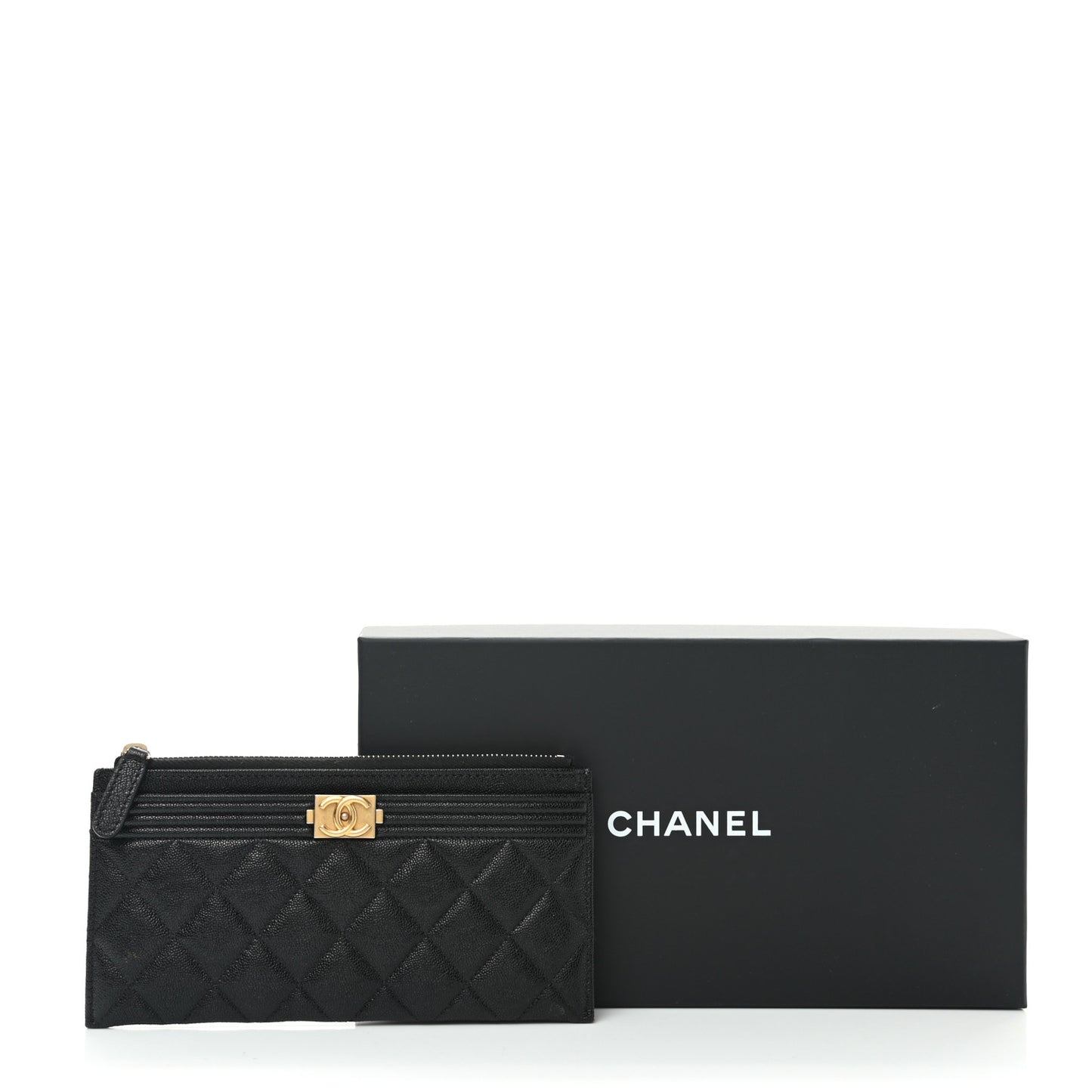 Caviar Quilted Classic Zip Boy Pouch Black