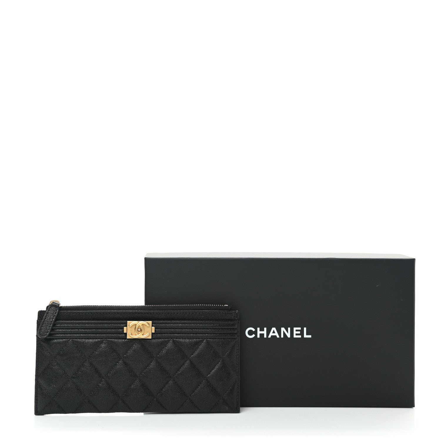 Chanel Caviar Quilted Classic Zip Boy Pouch Black 9 of 9