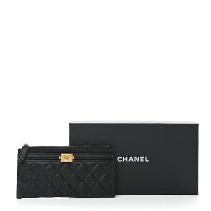 Chanel Caviar Quilted Classic Zip Boy Pouch Black 9 of 9
