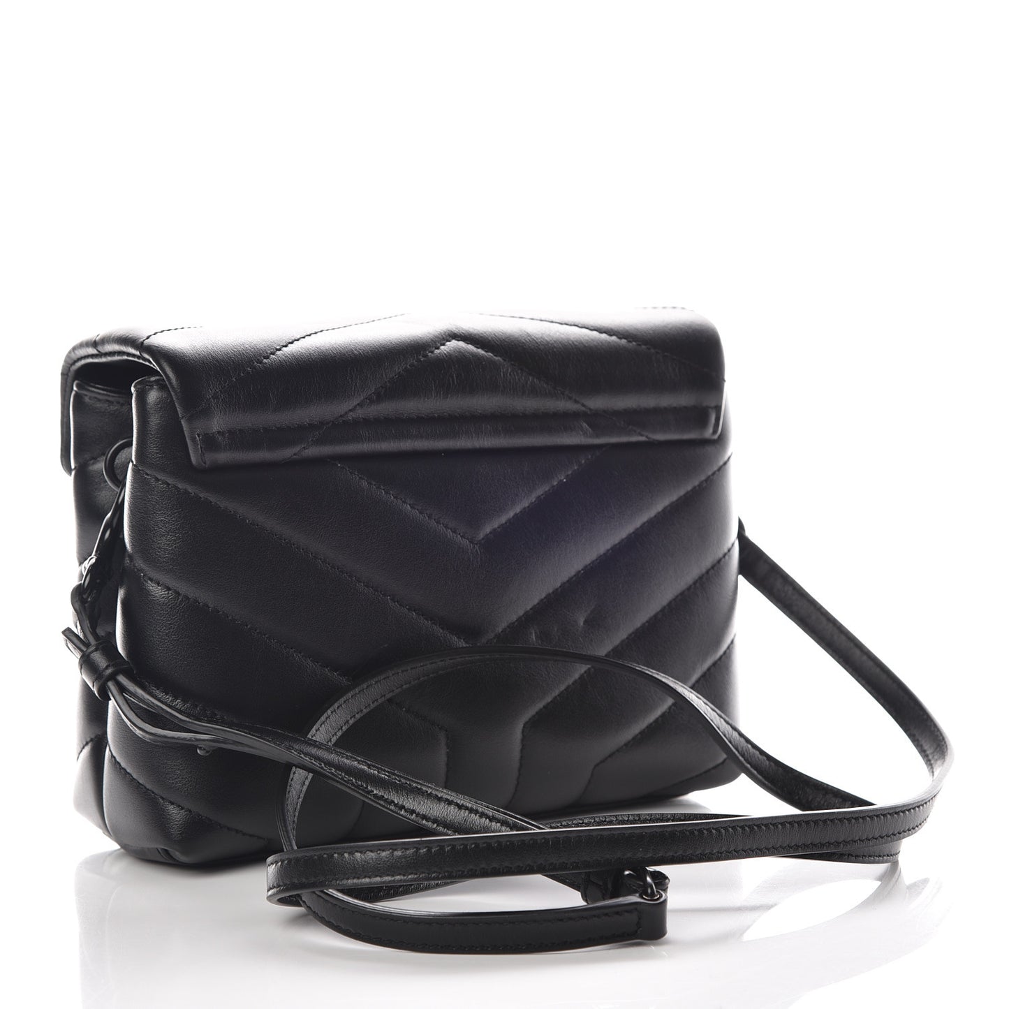 Calfskin Y Quilted Monogram Toy Loulou Crossbody Bag Black