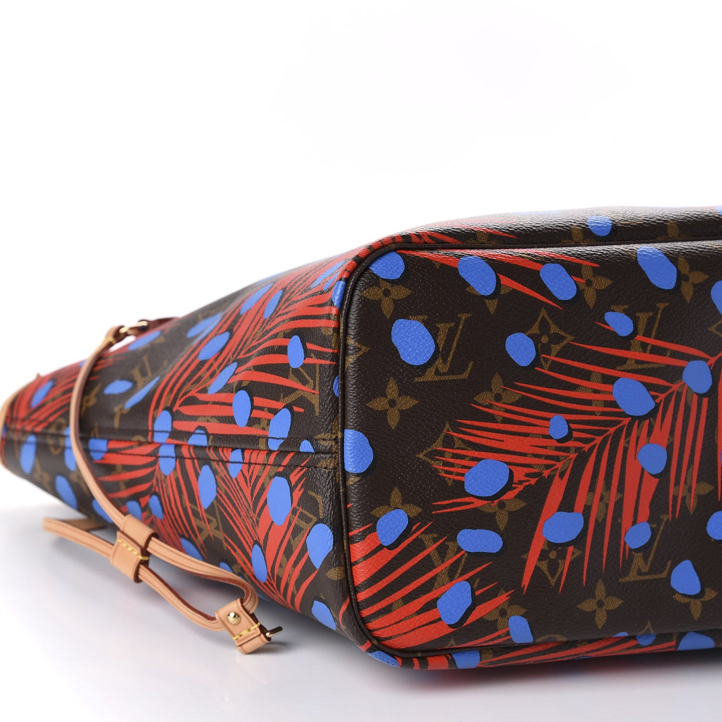 Monogram Jungle Dots Neo Neverfull MM Coquelicot Denim