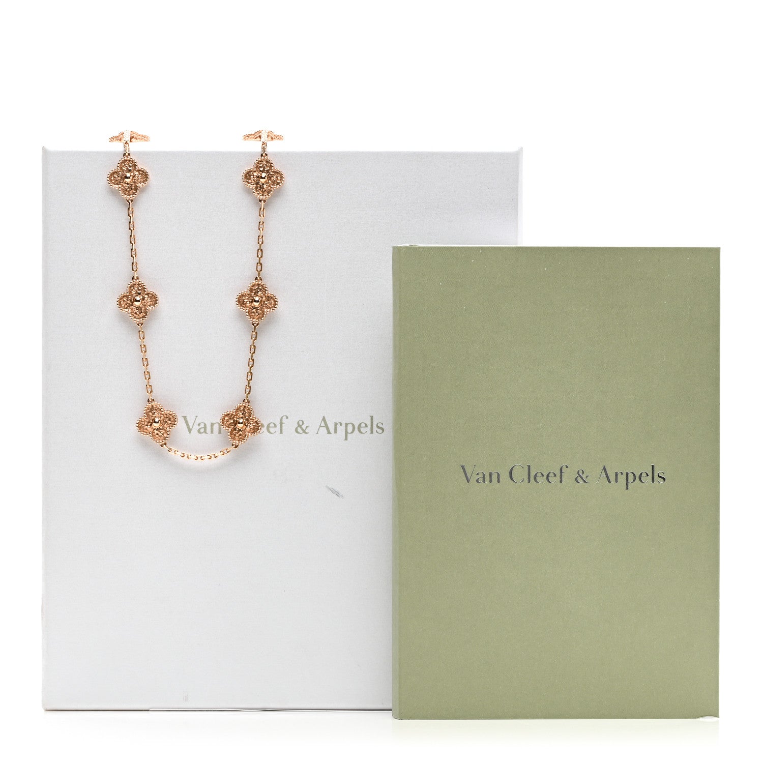 Van Cleef & Arpels 18K Rose Gold 10 Motifs Vintage Alhambra Necklace 6 of 6