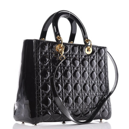 Christian Dior Patent Cannage Large Lady Dior Black 3 of 14