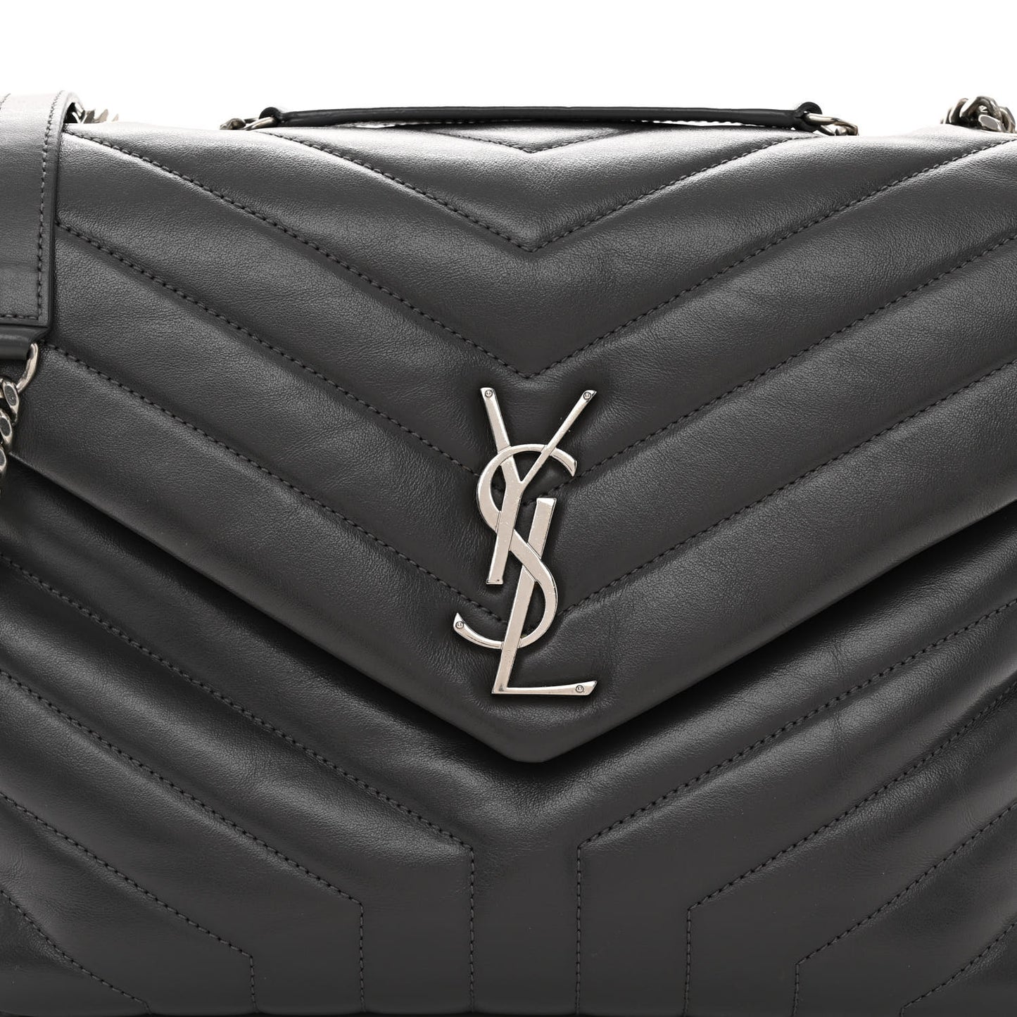 Calfskin Y Quilted Monogram Medium Loulou Chain Satchel Storm