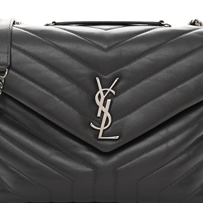 Saint Laurent Calfskin Y Quilted Monogram Medium Loulou Chain Satchel Storm 7 of 9