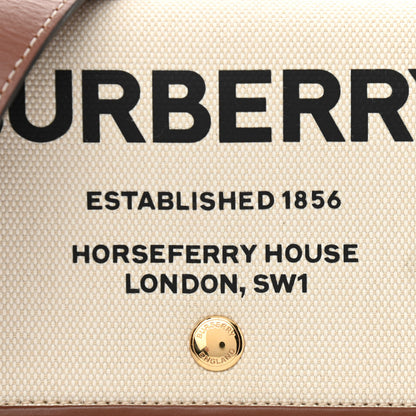 Burberry Calfskin Canvas Horseferry Print Hackberry Crossbody Bag Natural Tan 7 of 10