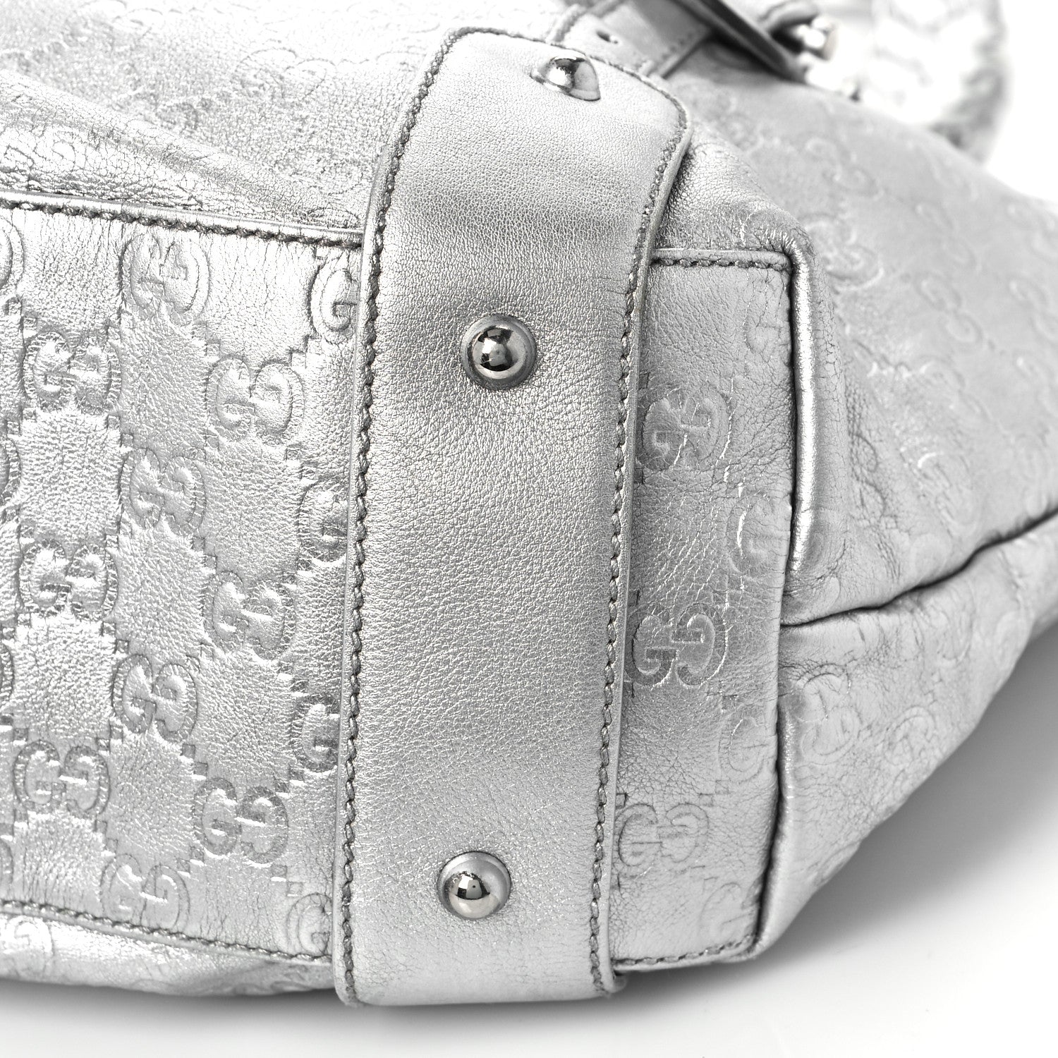 Gucci Metallic Guccissima Medium Pelham Shoulder Bag Silver 8 of 9