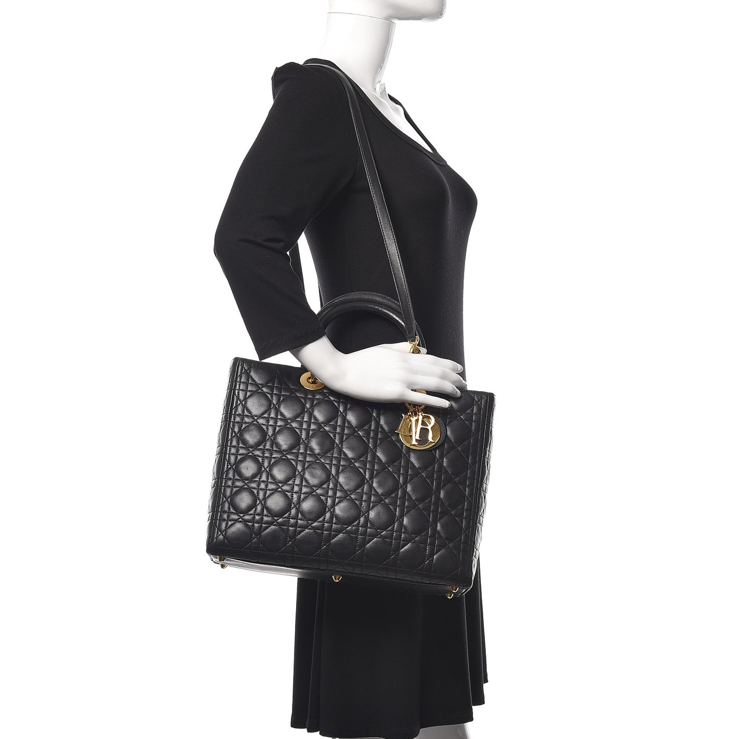 Lambskin Cannage Large Lady Dior Black