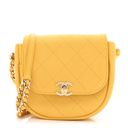 Chanel Goatskin Stitched Casual Trip Messenger Flap Yellow 1 of 10