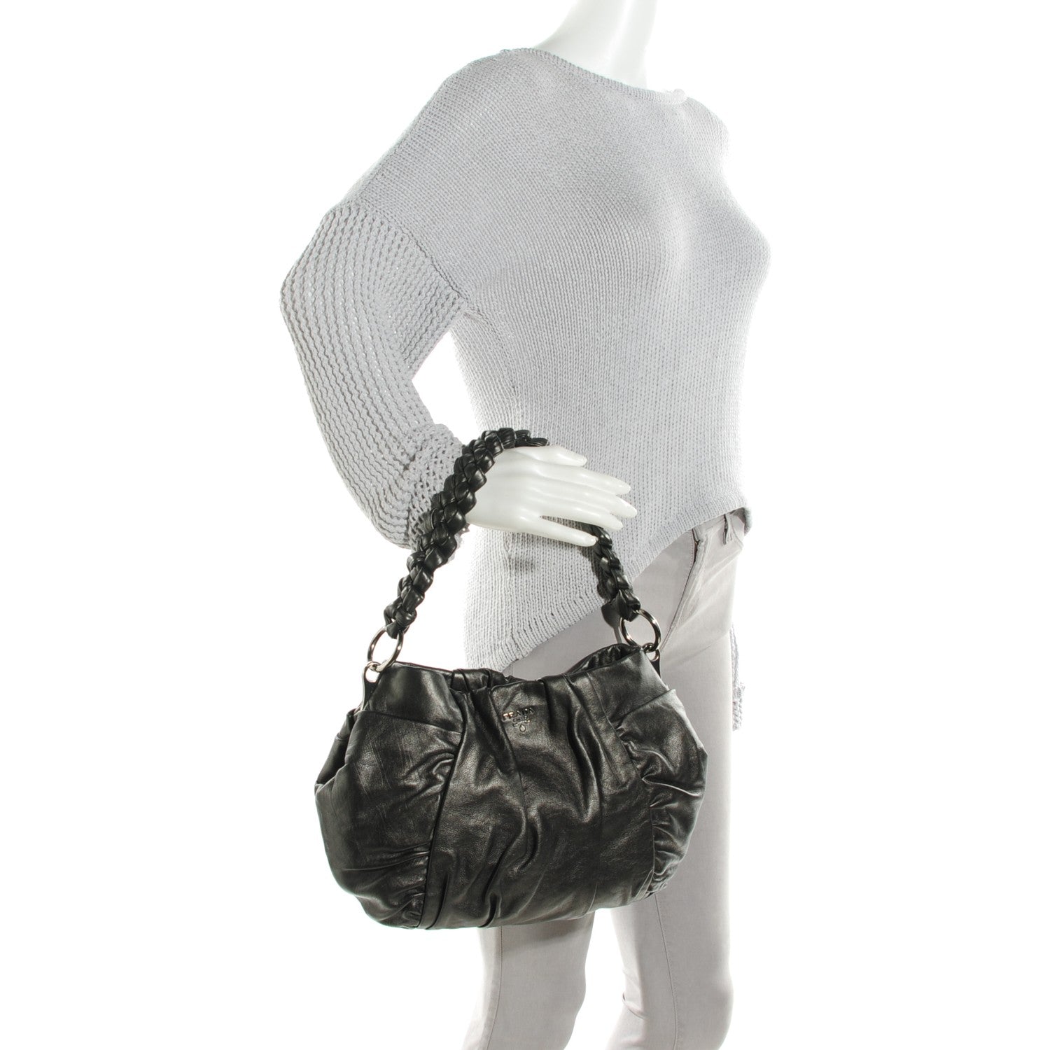 Prada Nappa Mordore Hobo Piombo 2 of 9