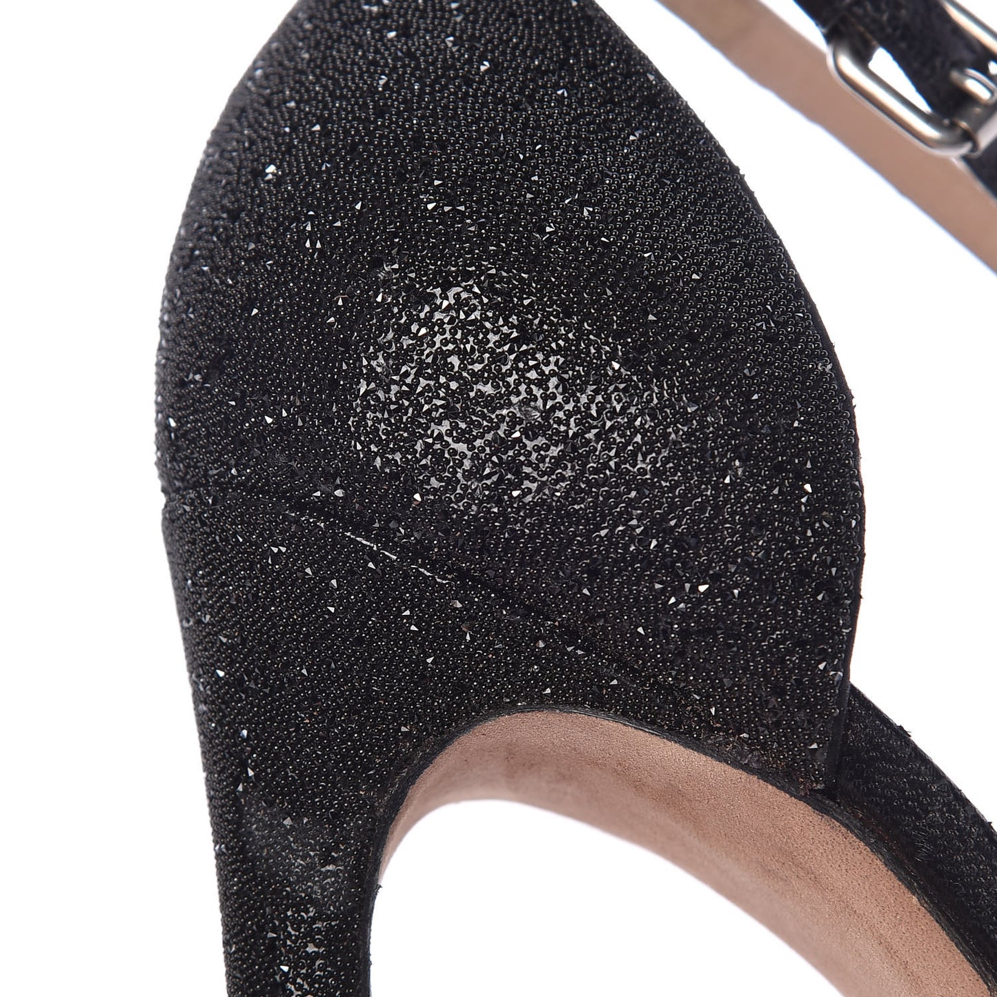 Beaded Jewel Embellished Ankle Strap Sandals 37 Black