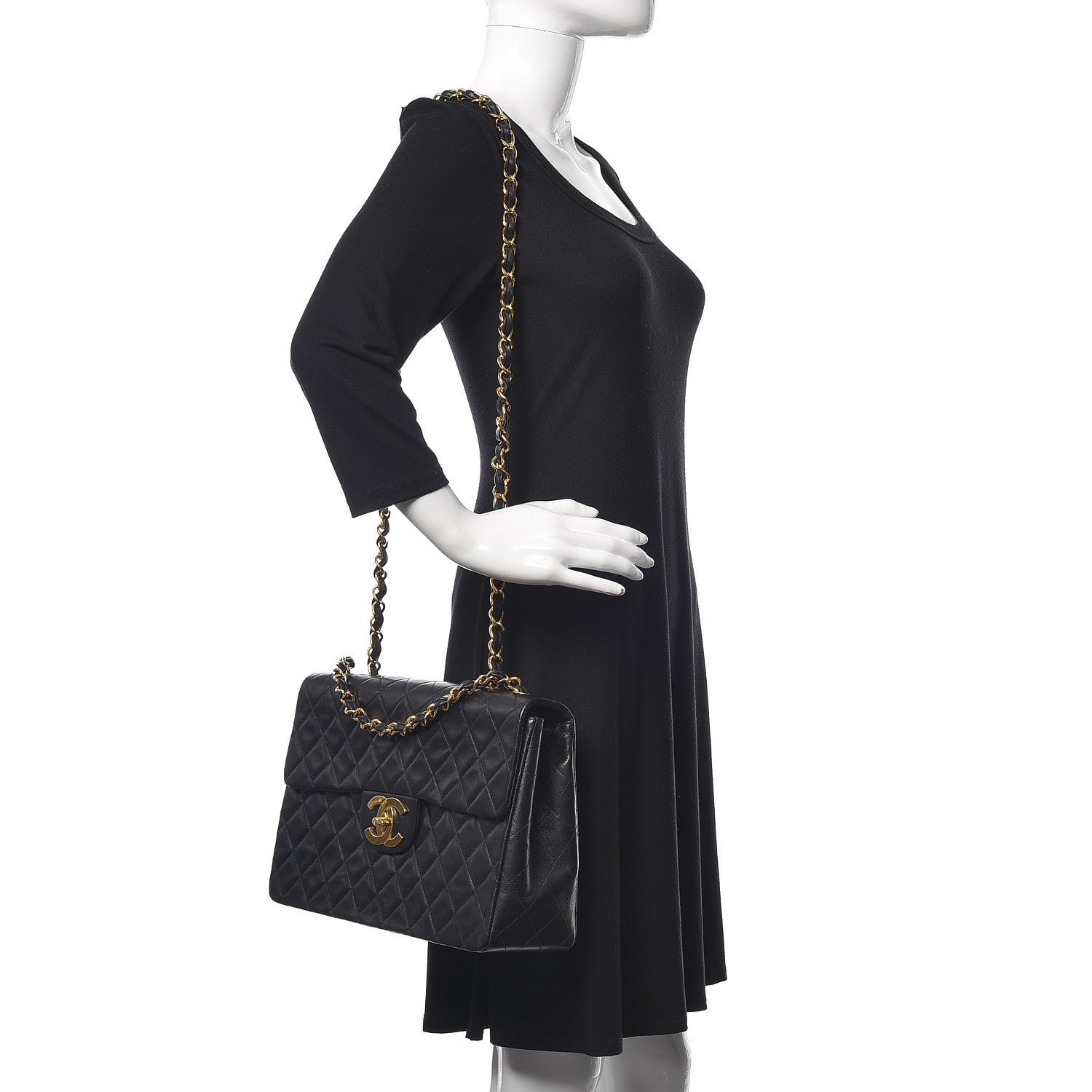 Chanel Lambskin Quilted XL Jumbo Single Flap Black 2 of 14