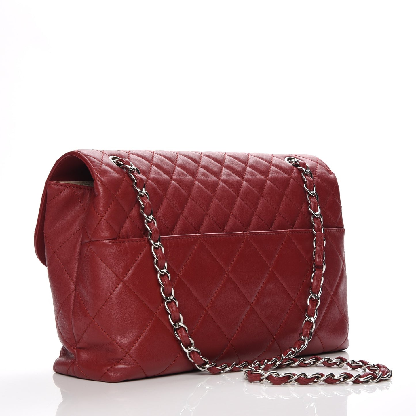 Calfskin Quilted In the Business Flap Dark Red