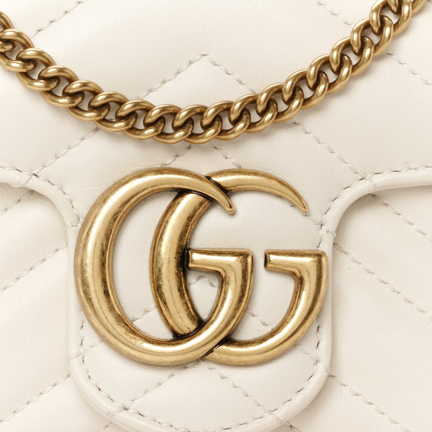 Calfskin Matelasse Super Mini GG Marmont Shoulder Bag White
