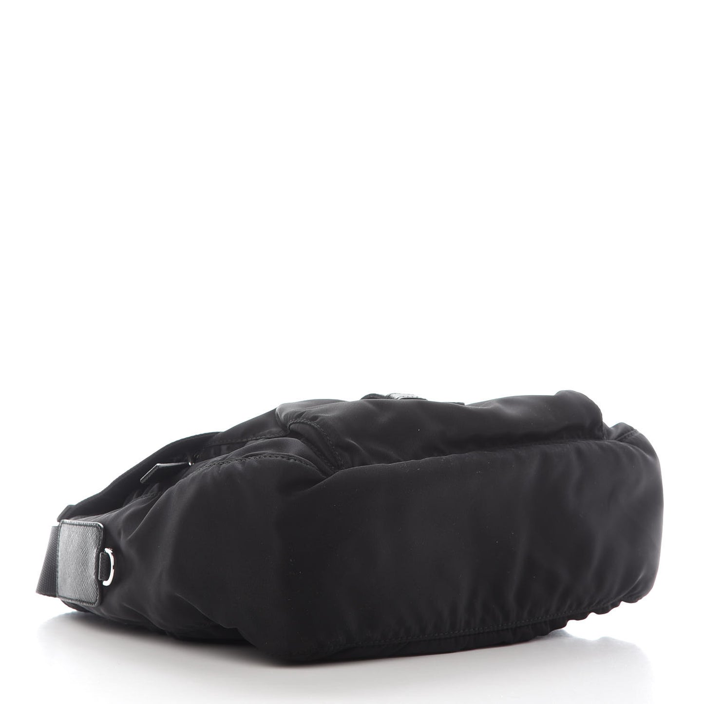 Nylon Vela Saffiano Single Buckle Messenger Shoulder Bag Black