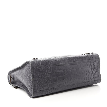 Balenciaga Calfskin Crocodile Embossed Classic Hardware City Gris Beton 4 of 13