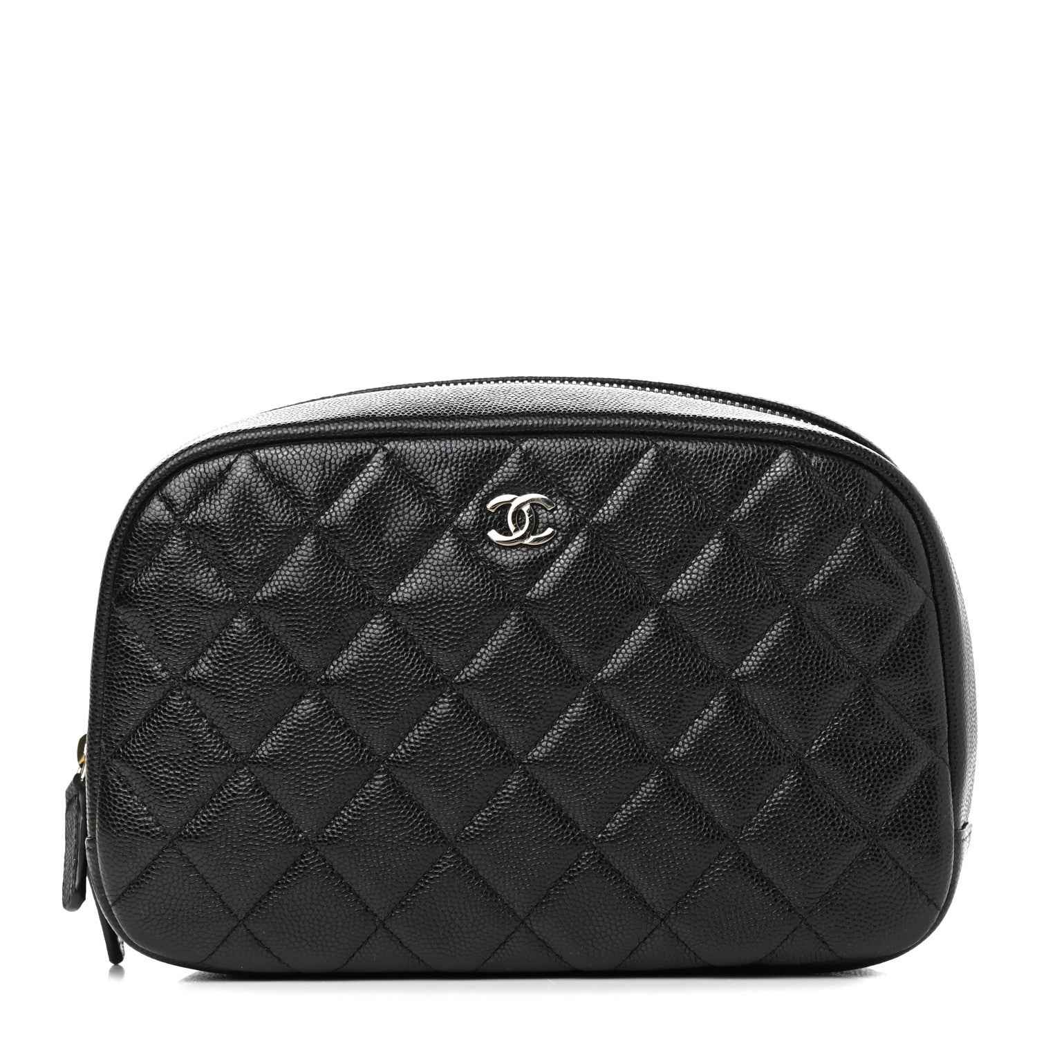 Chanel Caviar Quilted Curvy Pouch Cosmetic Case Black 1 of 7