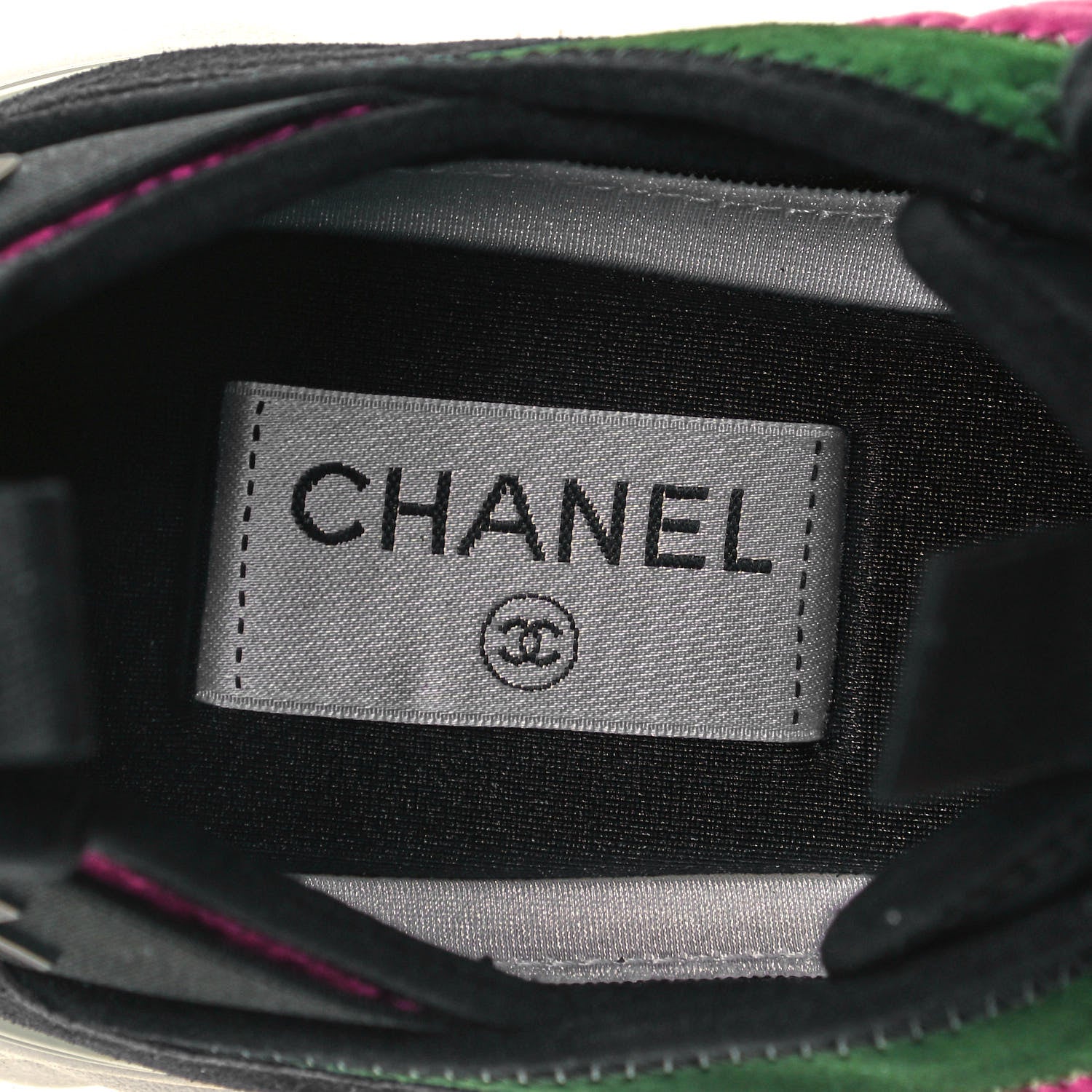 Chanel Velvet Calfskin Mixed Fibers CC Sneakers 39.5 Dark Pink Green 8 of 8
