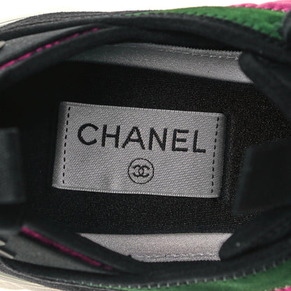Chanel Velvet Calfskin Mixed Fibers CC Sneakers 39.5 Dark Pink Green 8 of 8