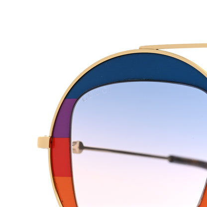 Gucci Round Frame Sylvie Web Sunglasses GG0105S Gold Multicolor 8 of 9