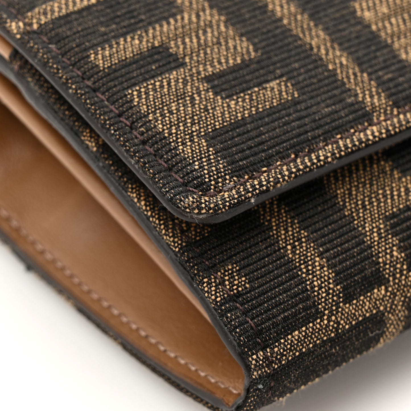 Fabric Jacquard FF 1974 Continental Wallet On Chain Tobacco Moro