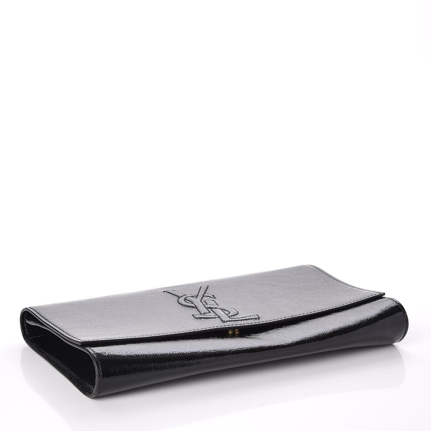 Textured Patent Monogram Large Belle De Jour Clutch Black