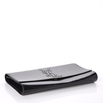 Saint Laurent Textured Patent Monogram Large Belle De Jour Clutch Black 4 of 7