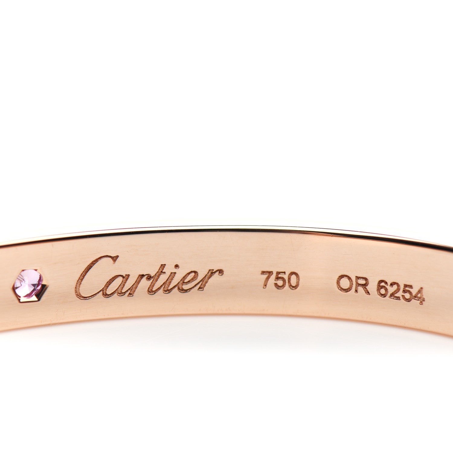 Cartier 18K Pink Gold Pink Sapphire LOVE Cuff Bracelet 16 4 of 5